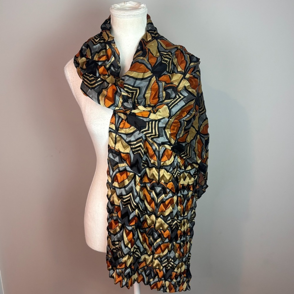 Frank Lloyd Wright Altar Screen Pleated Chevron Scarf Geometric art to wear EUC